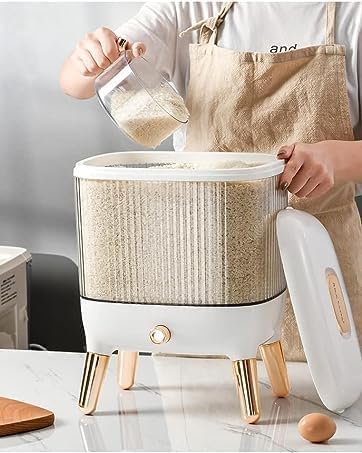 Mapple Creation Rice Dispenser With Cup, Rice Storage Container, Rice Storage Box, Large Dry Food Dispenser, Grain Container, Ki
