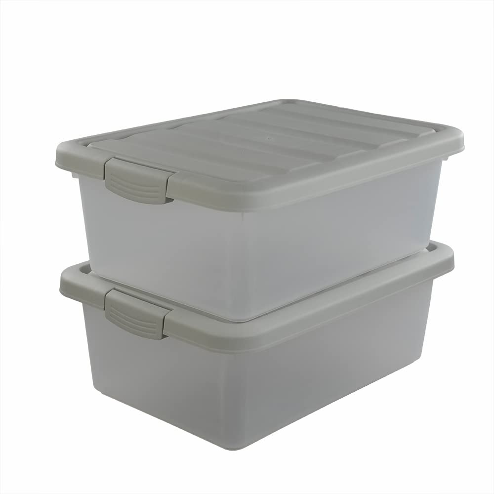 Ucake 14 Quart Plastic Storage Box, Clear Storage Bin with Lid, 2 Packs