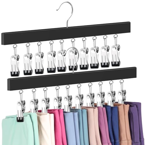 Legging Organizer For Closet, Pants Hangers With Clips Holds 20 Leggings, Jeans, Hats, Shorts, Socks, 360    Rotating Space Savi