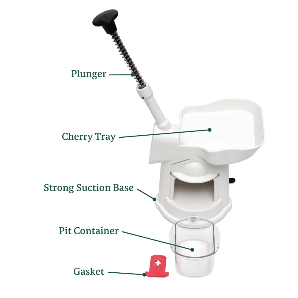 Orchard Cherry Pit Remover Tool With Pit Container And Suction Base, Cherry Pitter Stoner, Quickly Remove Cherry Pits For Large
