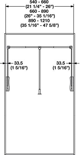 Pull Down Closet Rod, 26 Lbs Load Capacity (Chrome-Plated, 26'' - 35 1/16'')