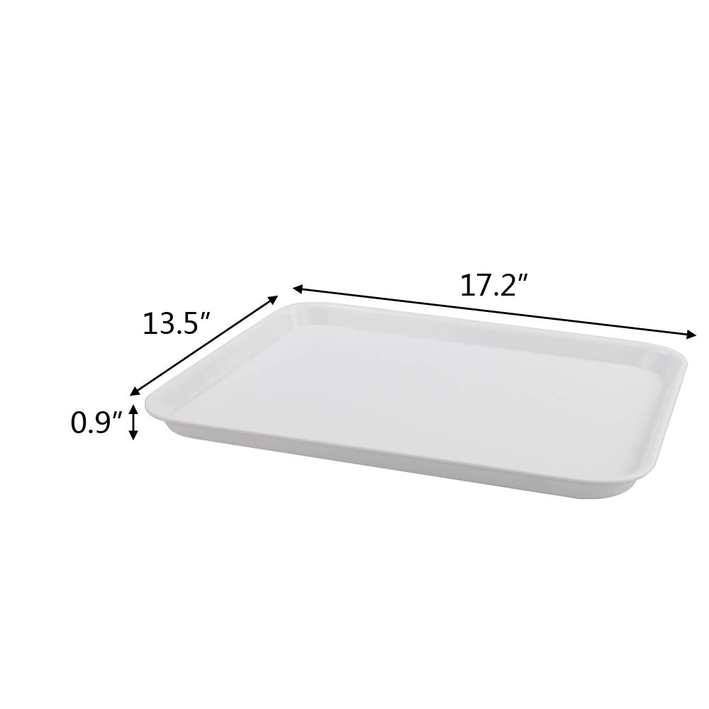 Inhouse White Plastic Serving Tray-Rectangular, 17.2''X13.5''X0.9'' (4 Packs)