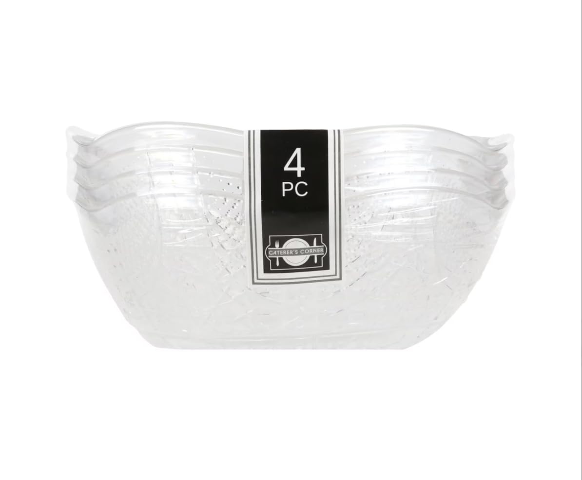 Set of 4 Plastic Scalloped-Edged Bowls  5 x 2.75 Inches