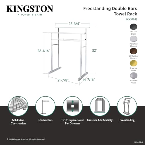 Kingston Brass Scc8240 Edenscape Pedestal Steel Construction -Towel Rack, Matte Black