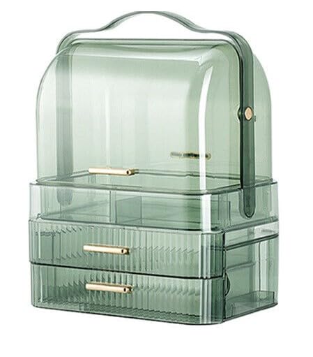 Crobat Cosmetics Storage Box Transparent Lid Large Makeup Organizer Box Drawers Portable Handle Waterproof Dustproof Skincare Di