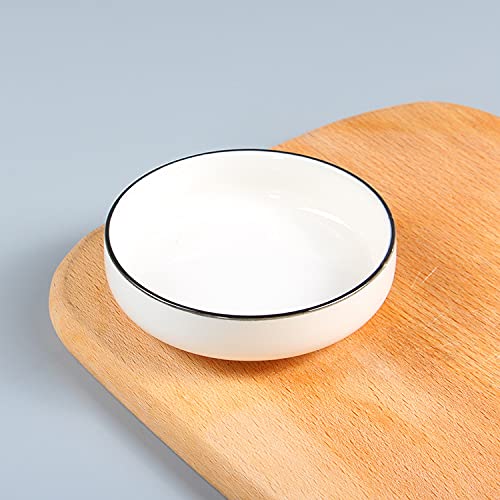 Colias Wing Multipurpose Porcelain Side Dish Bowl Seasoning Dishes Soy Dipping Sauce Dishes-Set Of 6-White