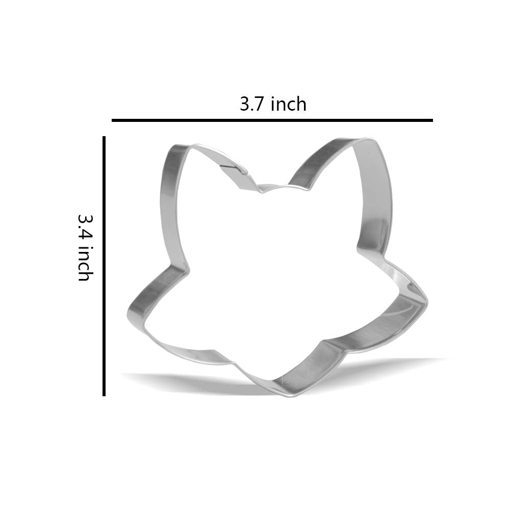 3.7 Inch Fox Head Cookie Cutter - Stainless Steel
