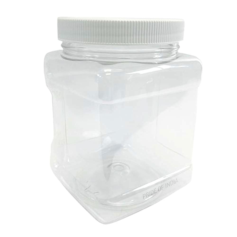 Clear Food Grade Pet Plastic Square Grip Storage Jar W/ Cap - 16 Fluid Ounces - 12-Jar Pack (1-2 Cup Storage Capacity) By Pride 