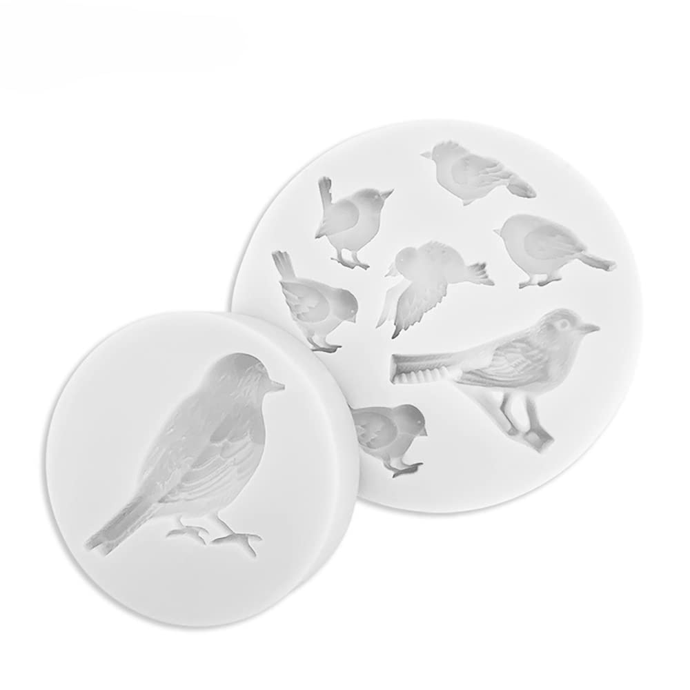 2Pcs Mini Bird Silicone Animals Molds For Diy Fondant Candy Making Tools Chocolate Mold Desserts Ice Cube Gum Clay Biscuit Plast