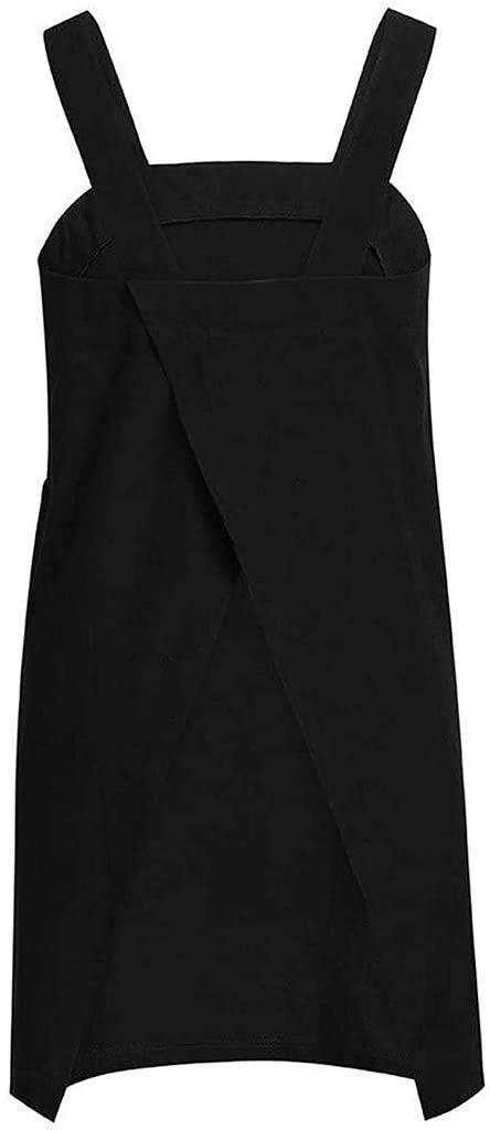 YESDOO Cotton Linen Apron Cross Back Apron for Women with Pockets Pinafore Dress for Baking Cooking Black Medium