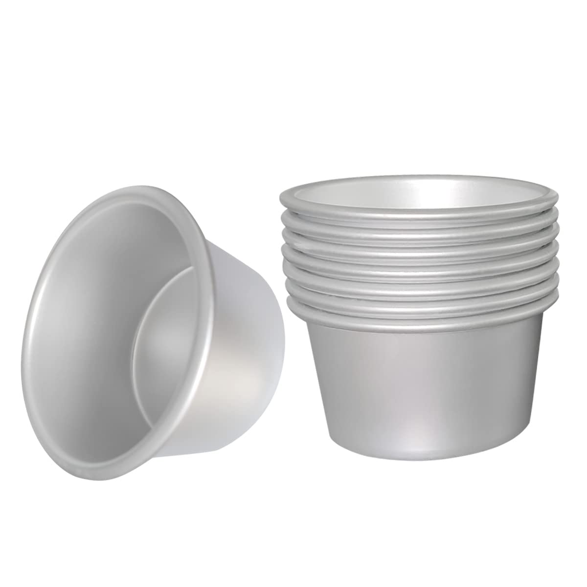 Frigiire Pudding Cups Molds Individual Popover Pan Cupcake Muffin Baking Maker Aluminium 8 Pieces(3.74 X 2 X 2.87 Inch)