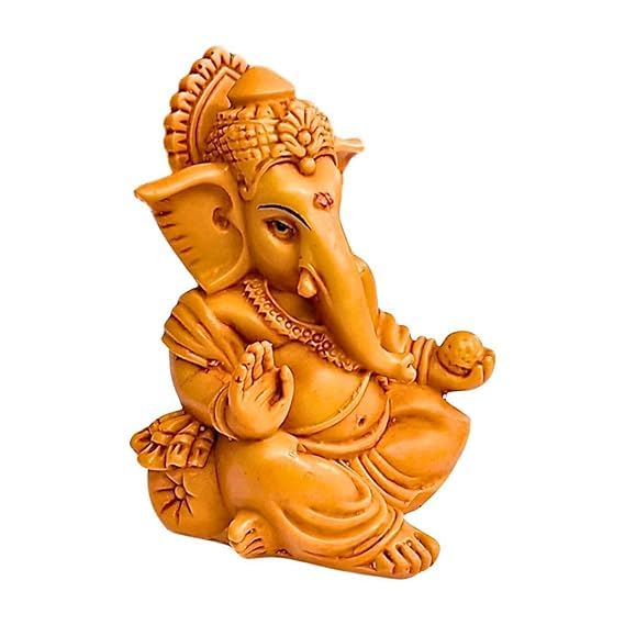 Alaukik Car Dashboard Ganesh Statue, Hindu Religious Home Decor Statue, Ganapati Idol For Office Desk, Diwali Gifts Polyresin Fi