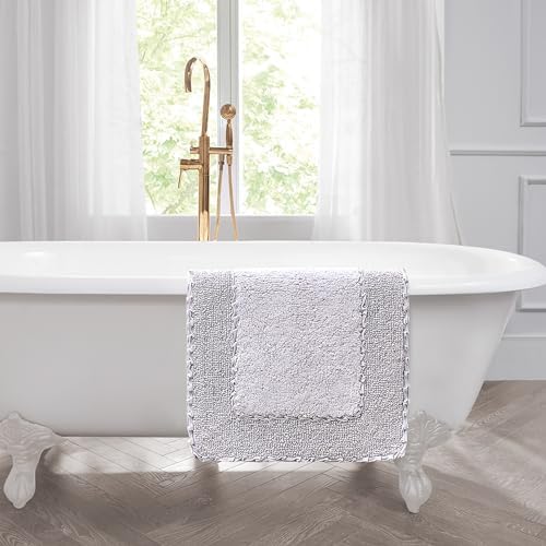 Laura Ashley Ruffle Border 100% Cotton Bath Rug, Purple, 20''X 34''