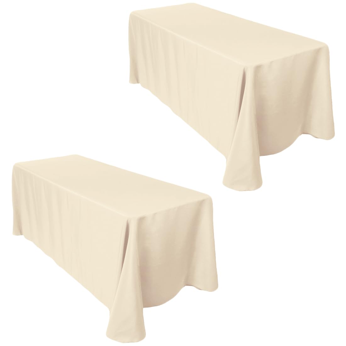Ltc Linens 2-Pack Beige Rectangular Tablecloths 90 In X 156 In With Rounded Corners - Ideal For 8 Ft Tables With Floor-Length Dr