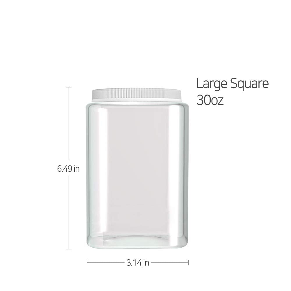 Silicook Clear Plastic Jar, Set Of 3-30Oz, Square Shaped, Transparent, Food Storage Container, Kitchen & Household Organization
