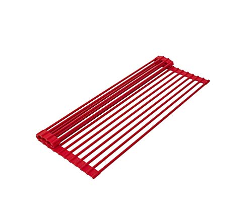True & Tidy, Multi-Purpose Over The Sink Roll-Up Drying Rack, Dr-881, Red