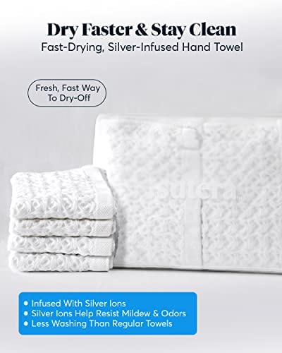 Sutera - Waffle Hand Towel For Bathroom, Luxury Bath Towels Infused With Silver Ions, Ultra Soft Absorbent Quick Drying Design S