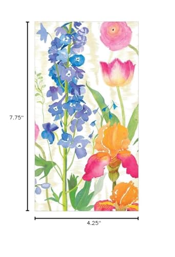 Caspari Summer Garden Paper Guest Towel Napkins In White, Two Packs Of 15