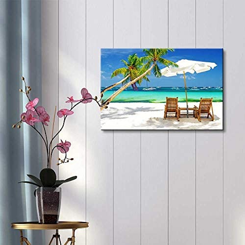 Wall26 Canvas Print, Wall Art Tropical Vacation On The Beach With Boats Nature Wilderness Photography Modern Art Rustic Scenic C