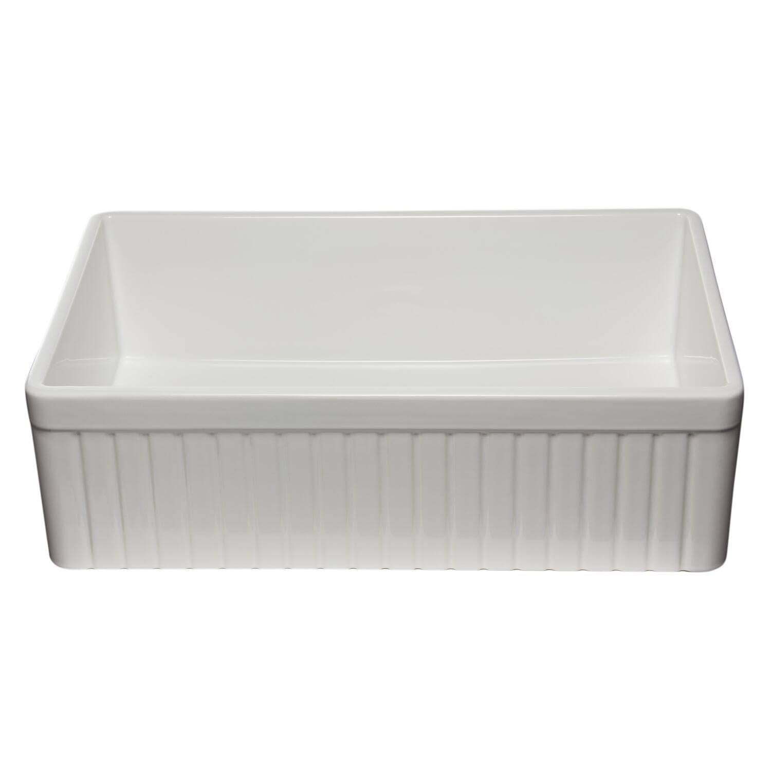 Alfi Brand Ab532-W 33 White Single Bowl Fluted Apron Fireclay Farm Sink