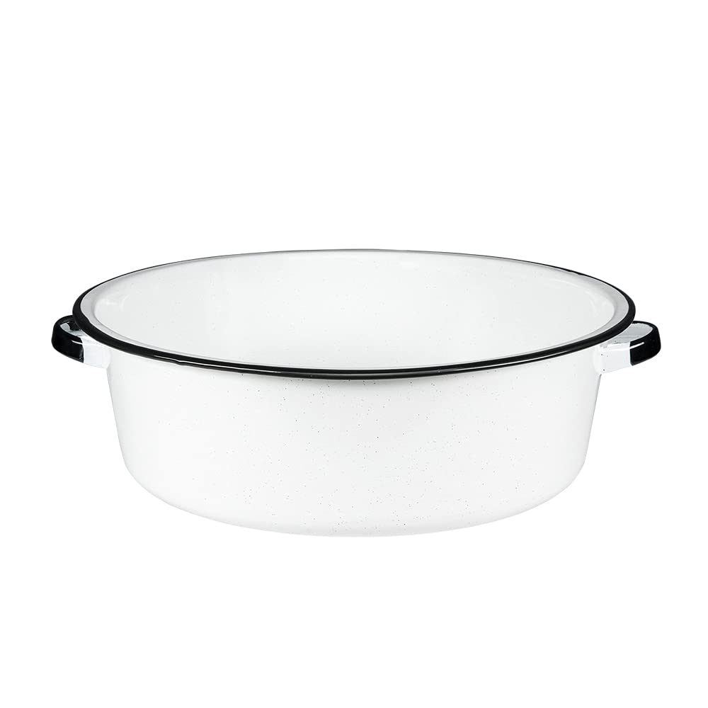 Granite Ware Enamel on Steel Dish Pan with handles, 15Quart capacity, Speckled White
