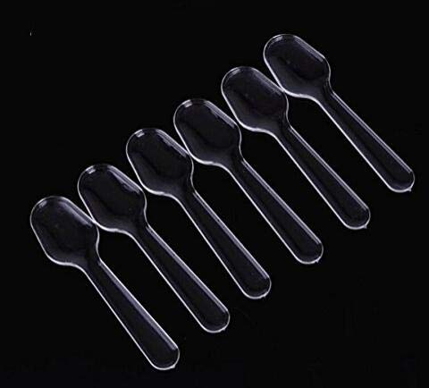 500Pcs 3 Inch Clear Mini Plastic Spoons Disposable Tasting Spoon Scoops For Dessert Ice Cream Appetizer Cake Spices Food Supply