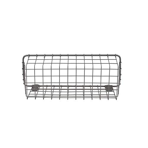 Spectrum Small Wire Wall Basket Industrial Gray Rustic Wall Bin, Vintage Wire Basket Wall Mount Organizer Wall Mount Hanging Wir