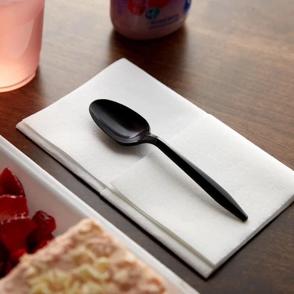 1000 Plastic Spoons Black Medium Weight | Plastic Cutlery Disposable Teaspoons Utensils | Bulk Durable Plasticware Cutlery | Gre