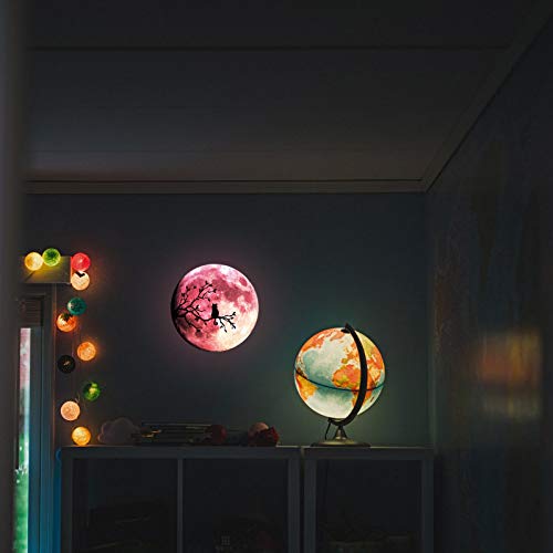 Quanhaigou Glow In The Dark Wall Or Ceiling Moon Stickers - Luminous Decal Sticker For Simulated Planet Effect At Night - Red 3D