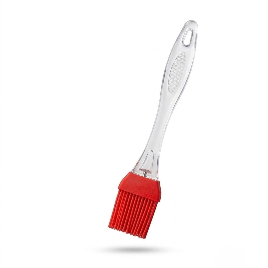 Jpiez Silicone Pastry Brush, Clear Ergonomic Handle, Heat Resistant, Dishwasher Safe, For Cooking, Baking And Grilling (1, Red)