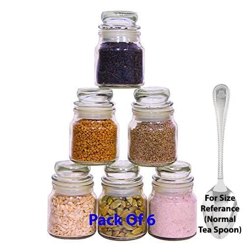 Lucid...We Build Relations .. Glass Jar & Container With Rust Proof Airtight Lid Jar For Storage Of Spices & Dryfruit Small Jars