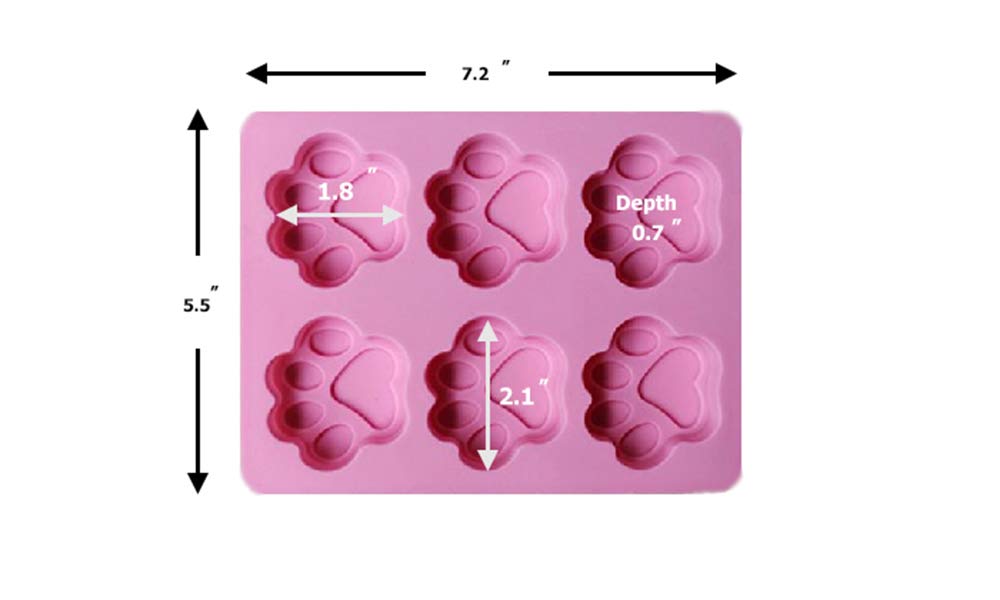 Set Of Two Dog Paw Print Silicone Mold For Homemade Dog Treats Paw For Baking Chocolate Candy, Oven Microwave Freezer Safe (Pink