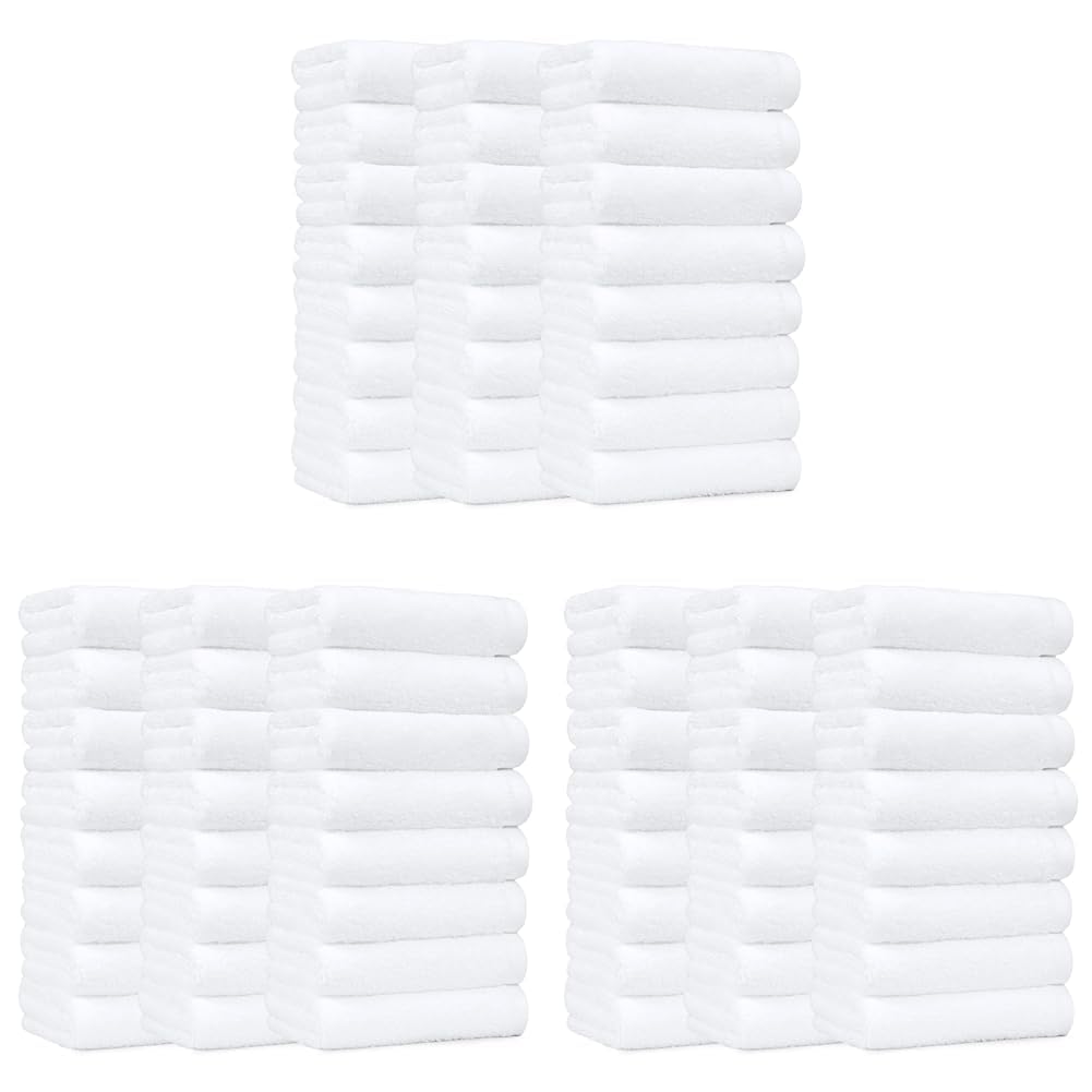 Amazon Basics Soft and Thick Cotton Hand Towels, 16 x 26 in, White, (Pack of 72)