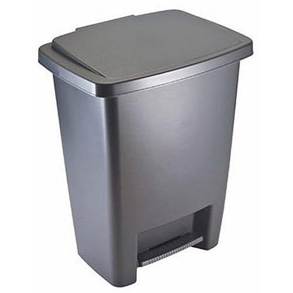 Rubbermaid Step-On Trash Can With Lid, 8.25-Gallon, Gray, Easy Clean Wastebasket For Home/Kitchen/Bedroom/Office