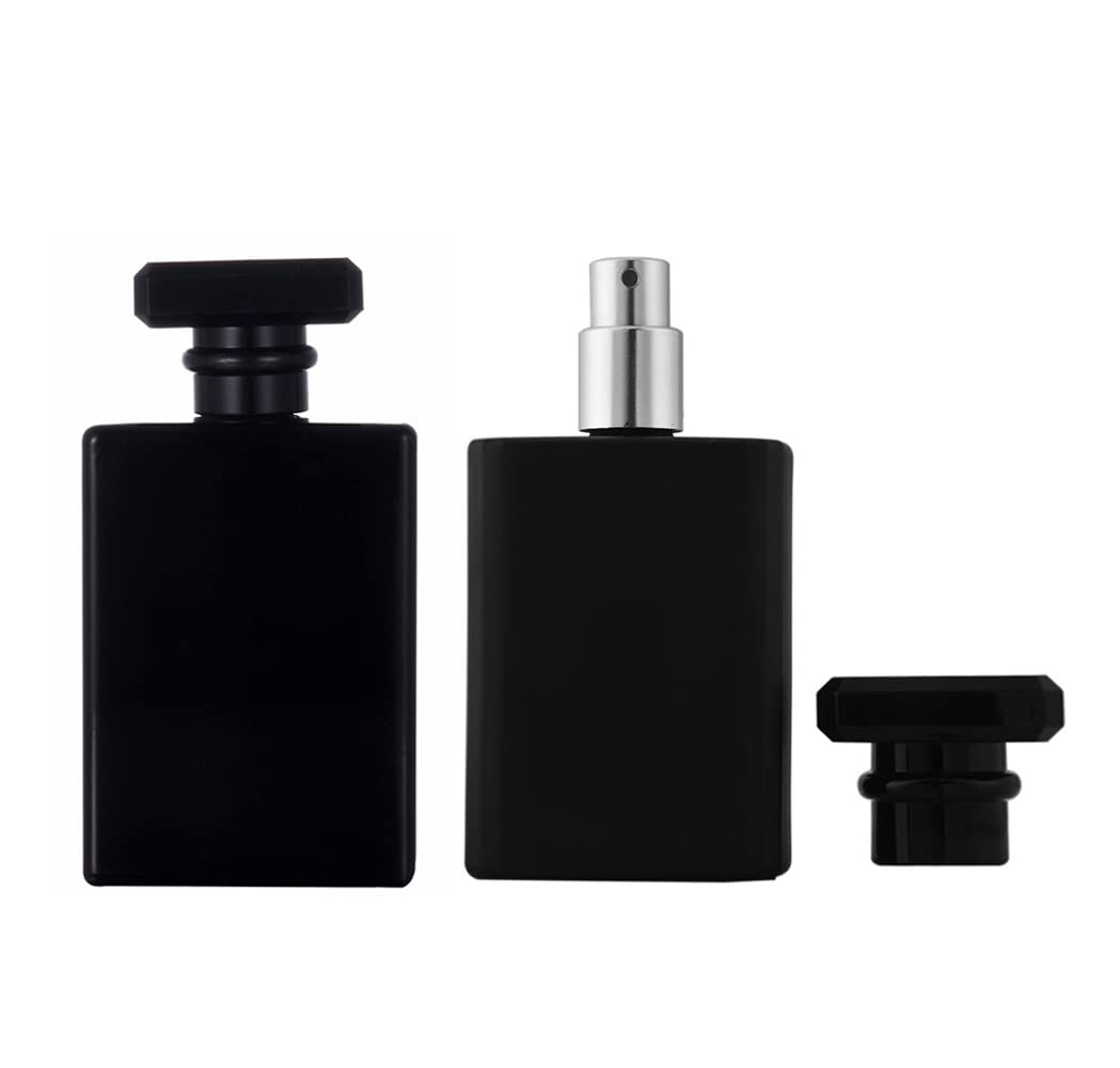 Yorror 2 Pack Black Glass Perfume Atomizer,100Ml Empty Refillable Perfume Spray Bottle For Men And Women,Portable Fragrance Fine