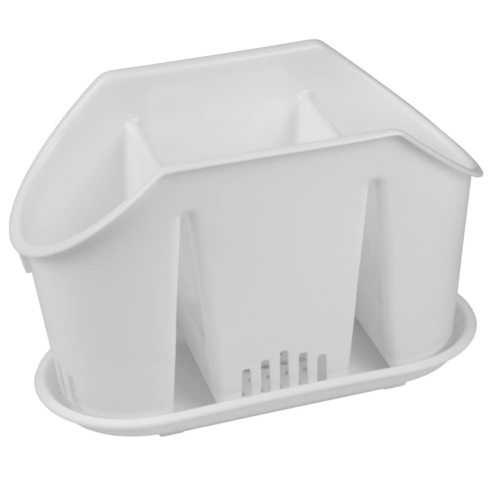 Ybm Home Multipurpose Cutlery Utensil Drying Rack Storage Holder 3 Compartments Base Tray, Serves As Kitchen Sink Drying Rack Si