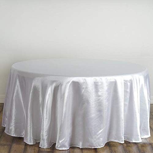 Balsacircle 120 Inch White Satin Round Tablecloth Table Cover Linens For Wedding Table Cloth Party Reception Events Kitchen Dini