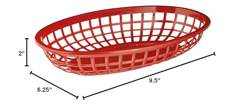 Outset 76185 Pub Food Baskets, Red, 6.25 X 9.5 X 2 Inches, Set Of 6