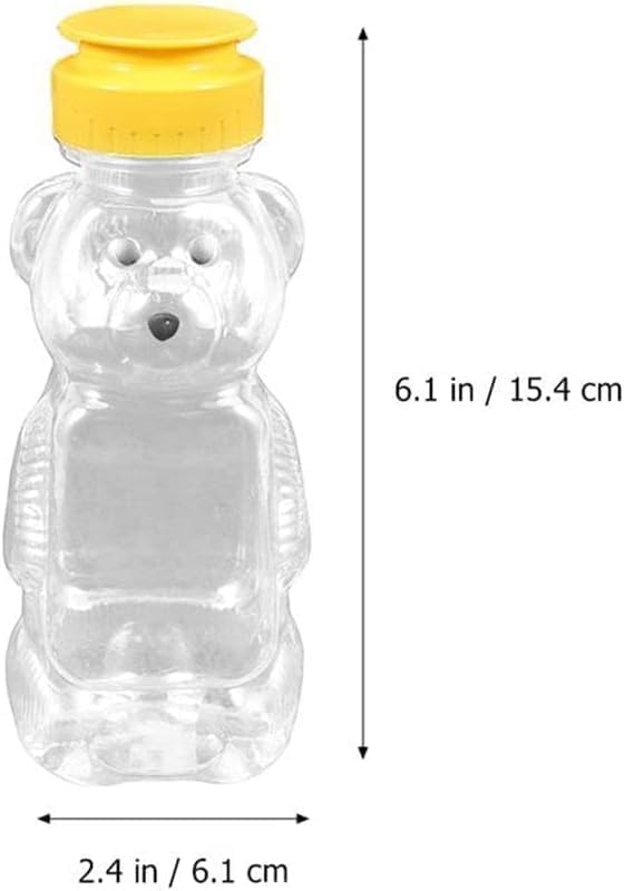Kayno 8Oz Plastic Bear Honey Bottle Jars, Empty Honey Squeeze Bottle With Flip-Top Lid For Storing And Dispensing, Yellow Flap C