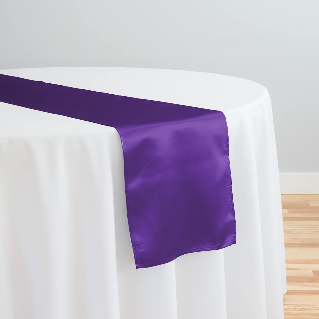LinenTablecloth 14 x 108-Inch Satin Table Runner Purple