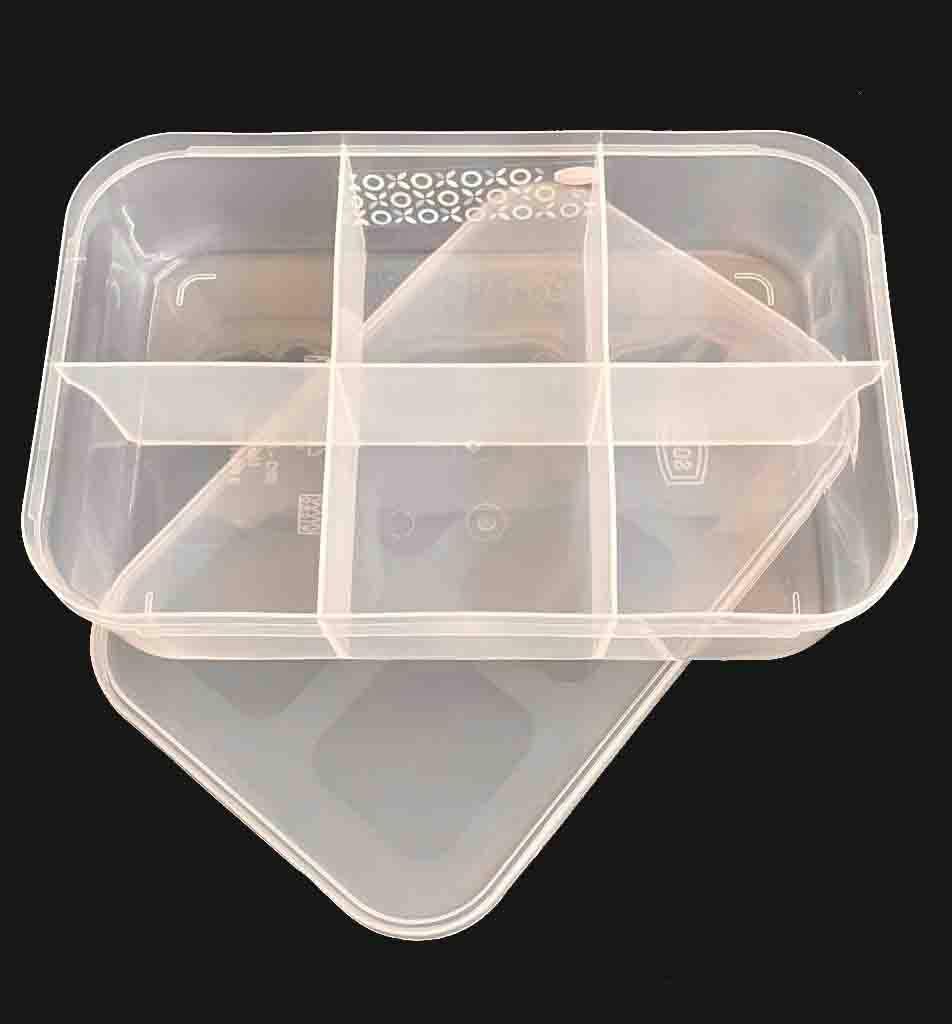 Culvix Jewellery Case Organizer Multipurpose Transparent Plastic Storage Box With Dividers | 6 Grids Big Size & Rectangular Desi