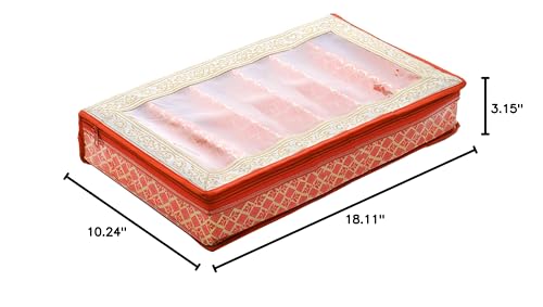 Kuber Industries Brocade Hardboard Six Rod Bangle Box (Orange) - Ctktc42077