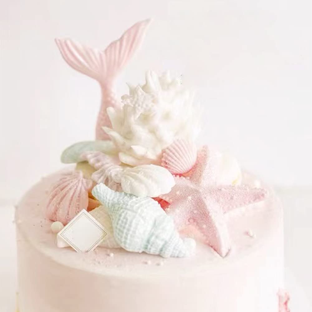 4PCS Marine Theme Fondant Silicone Mold Seaweed Sea Fish Crab Coral Conch Sea Shells Shape DIY Handmade Baking Tools