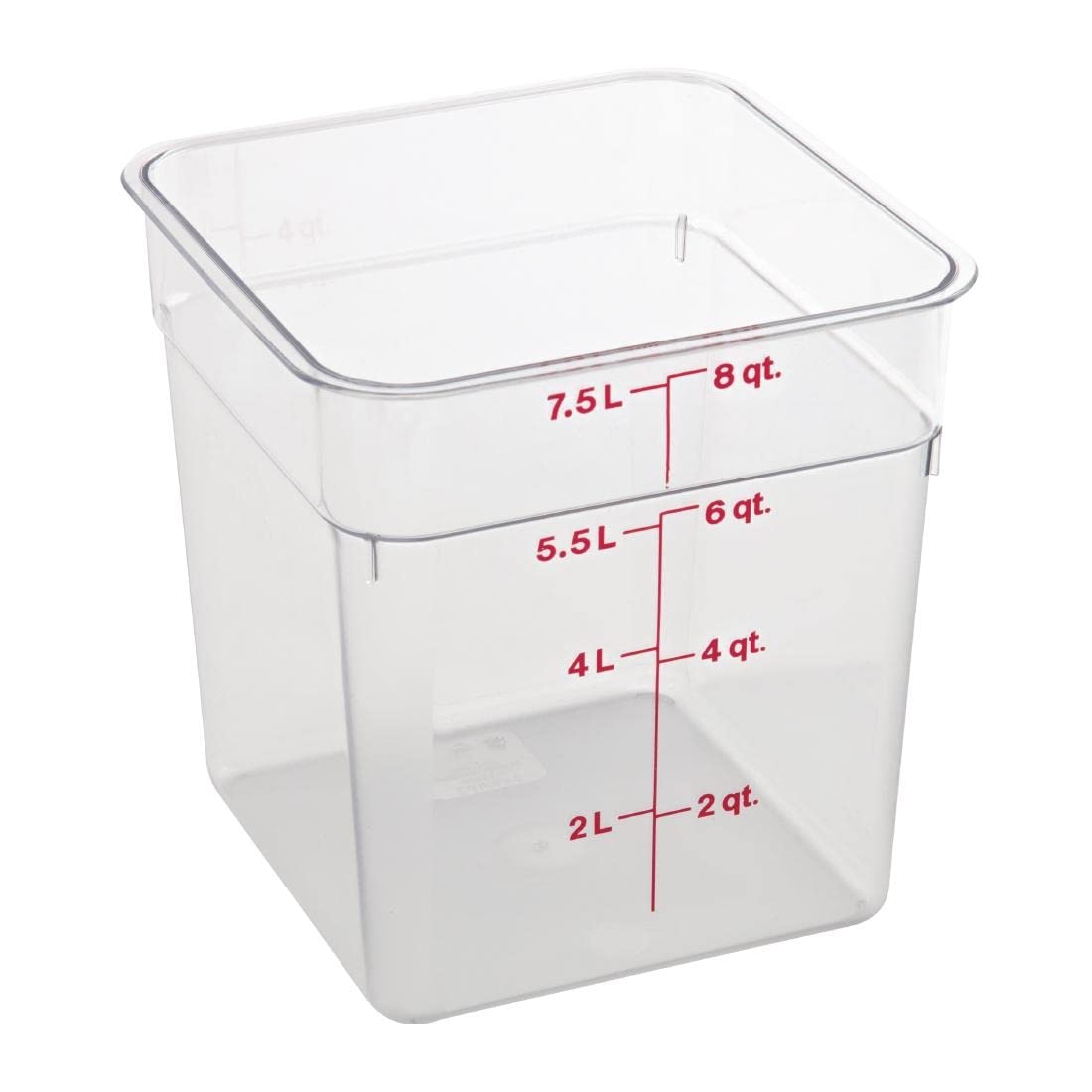 Cambro 8Sfscw Camsquare Food Container 8 Qt. 8-3/8X8-3/8X9-1/8 Clear, 6Ct,Orange/Pink