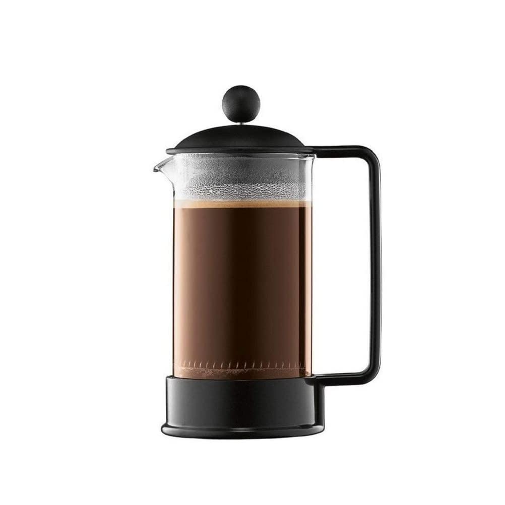 Bodum 12 Oz Brazil French Press Coffee Maker, High-Heat Borosilicate Glass, Black - Made In Portugal