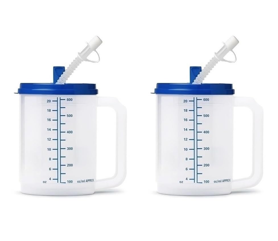 Sandhill Tools Lightweight Hospital Insulated 20 oz Refillable Hot and Cold Water Bottle with Sipping Spout (2 Pack)