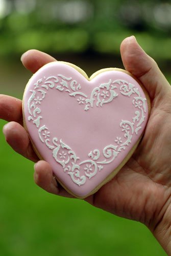 Designer Stencils Swirl Valentine Heart Cookie Stencils, Beige/Semi-Transparent