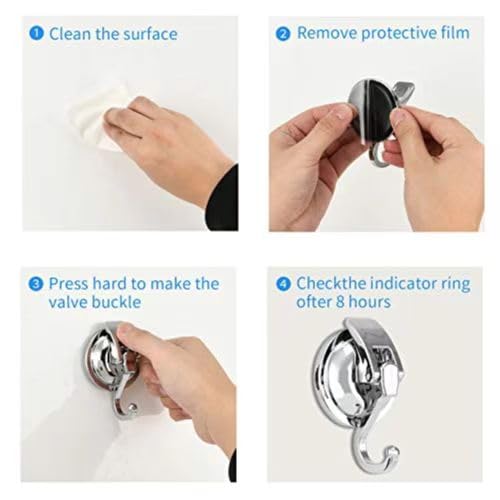 Khdrvok Heavy Duty Vacuum Suction Cup Wreath Hanger,4Pack, Silver-Plated Plished Super Suction Window Glass Kitchen Bathroom Hoo
