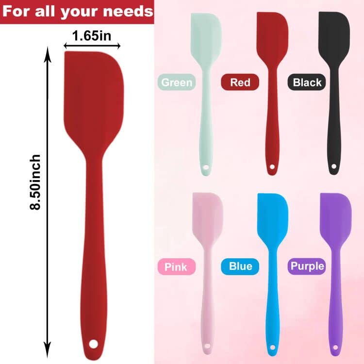 Kitchen Gims Silicone Spatula Set 6 Pack 8.5 Inch Small Rubber Spatula Heat Resistant Mini Silicone Spatula Non-Stick Flexible F