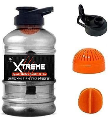 DOVEAZ Xtreme Sports Water Bottles for Office Use, Protein Shaker Gallon Water Bottle (1.5 LTR) with Mixer Ball (BPAFree, Unbre
